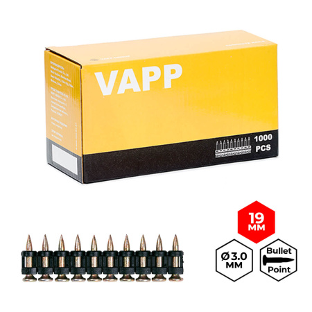 Гвозди кованые VAPP 3.0*19 мм для монтажного пистолета - купить в каталоге Стант Креп.
