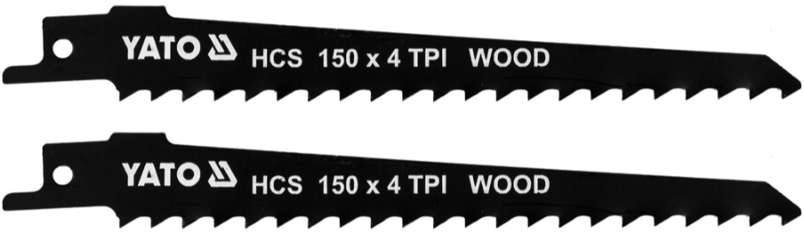 Полотна для сабельной пилы HCS/дерево 150мм 4TPI (2шт) YATO (YT-33921)