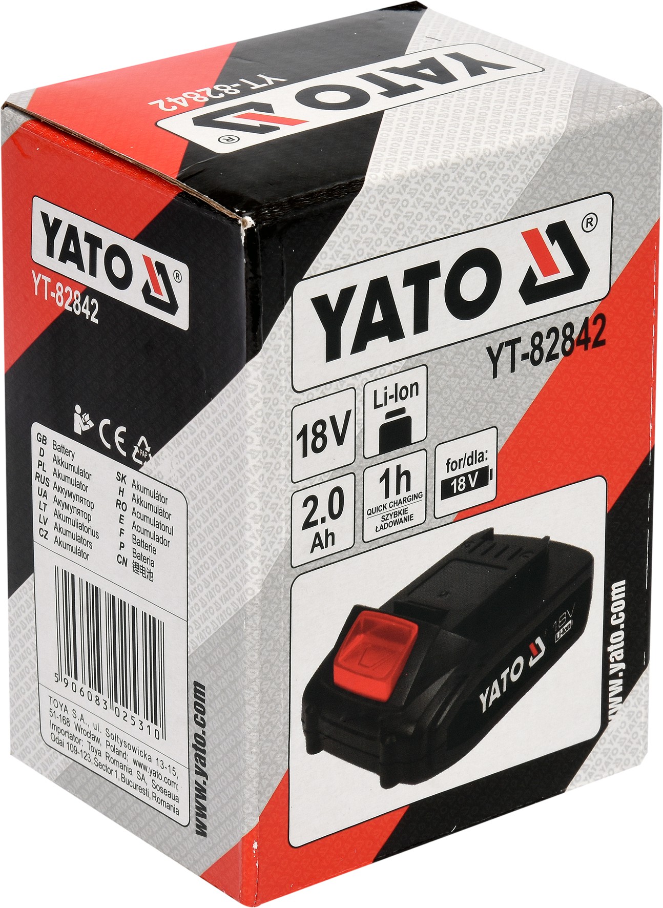 Аккумулятор YATO 18В Li-lon 2,0Ah (YT-82842) - купить в каталоге Стант Креп.