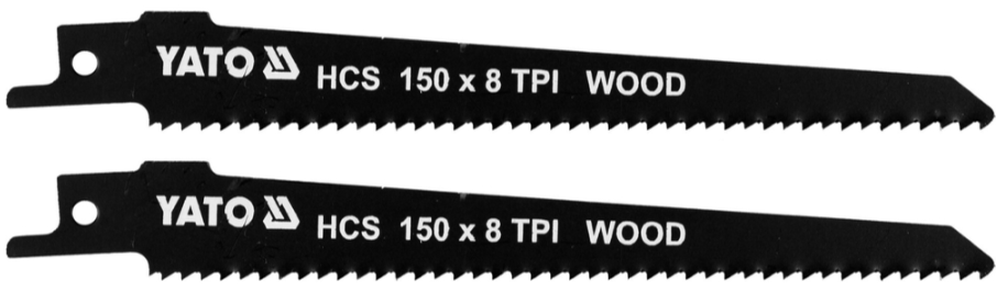 Полотна для сабельной пилы HCS/дерево 150мм 8TPI (2шт) YATO (YT-33923)