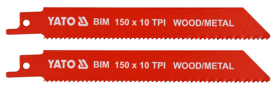 Полотна для сабельной пилы BI-METAL/дерево,металл 150мм 10TPI (2шт) YATO (YT-33930)