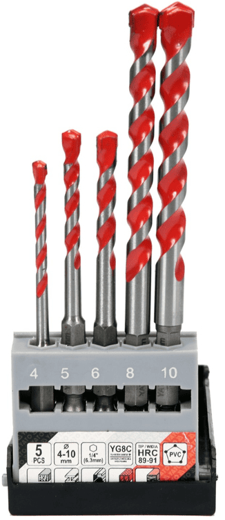 Набор універсальных свердлаў 4,0-10,0 мм, хвост. HEX 1/4", YATO (YT-44789)