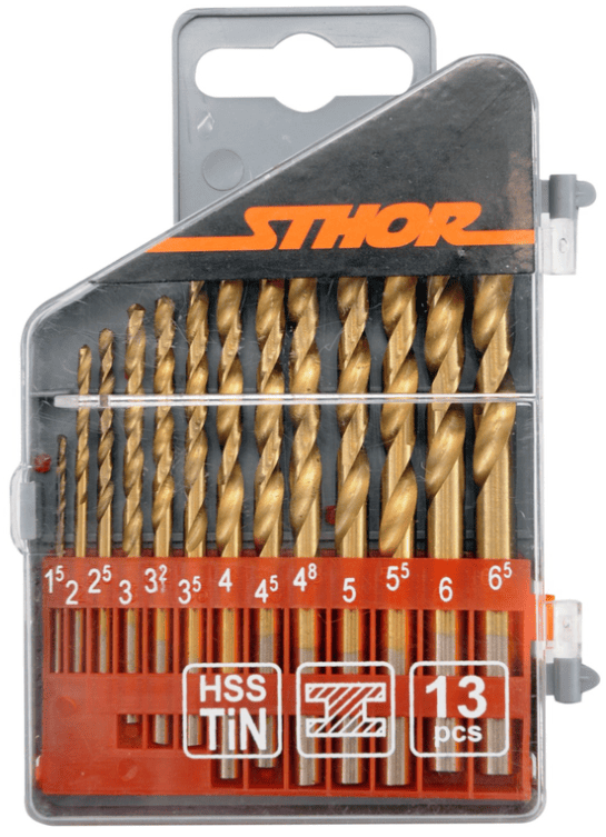 Набор сверл по металлу титан HSS 1,5-6,5мм / 13 пр Sthor (22300)