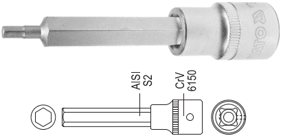 Головка торцевая с вставкой HEX 3/8", YАТО, L50мм: цена в Минске - Стант Креп