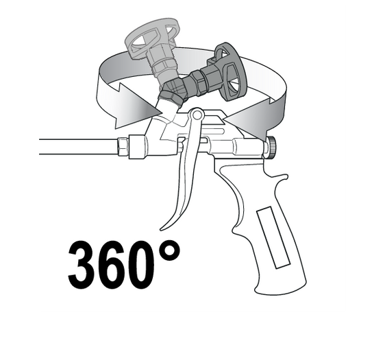 Пистолет для монтажной пены 315мм, 360˚, Alum/PTFE YATO (YT-67424): цена в Минске - Стант Креп.