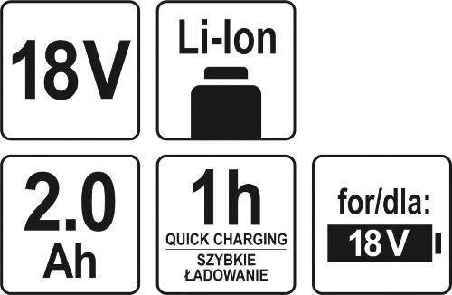 Аккумулятор YATO 18В Li-lon 2,0Ah (YT-82842)