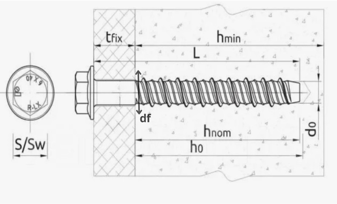 Шуруп-анкер Stant по бетону 10х 80, шест.головка, цинк(50шт)