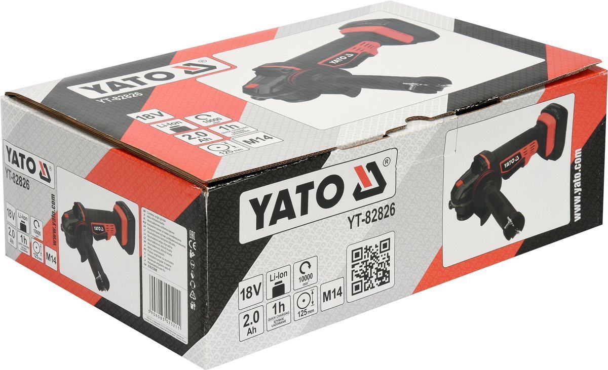 Аккумуляторная углошлифовальная машина YATO 125мм, 18В, арт.82826 - купить в каталоге Стант Креп.