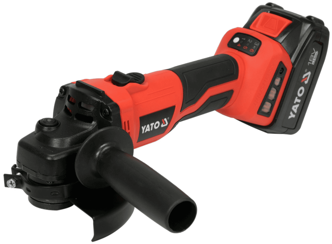 Акумулятарная бясшчотачная вуглашліфавальная машына 125мм,18V, 2х4,0Ah, YATO (YT-828295)