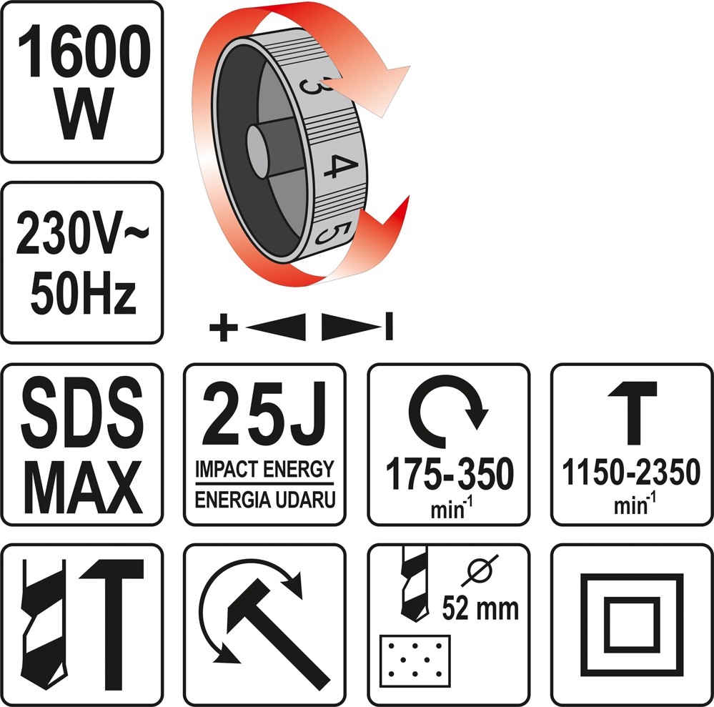 Перфоратор SDS-MAX 1600Вт 25Дж YATO (арт. YT-82135)