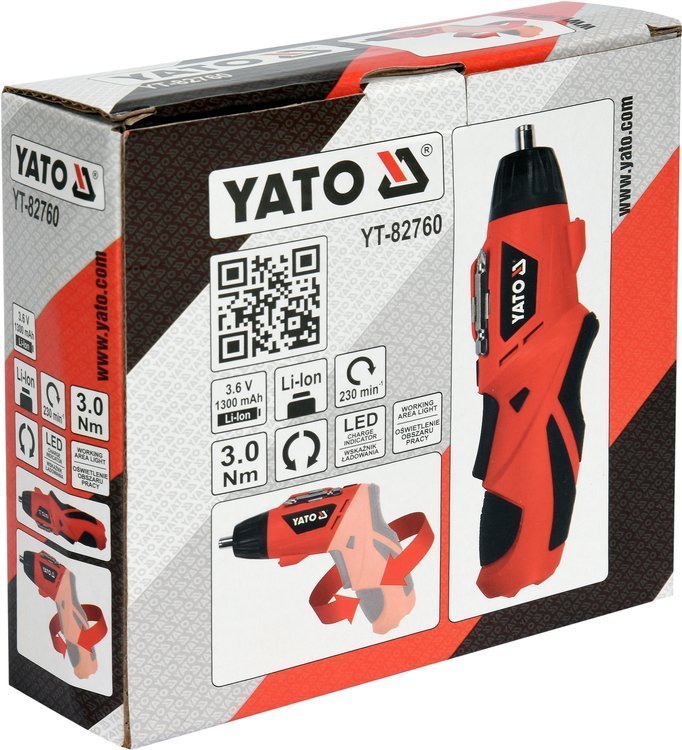 Аккумуляторная отвертка YATO, 3,6В 1.3Ач, арт.82760 (YT-82760) - купить в каталоге Стант Креп.