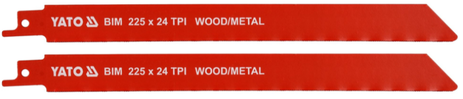Полотна для сабельной пилы BI-METAL/дерево,металл 225мм 24TPI (2шт) YATO (YT-33934)