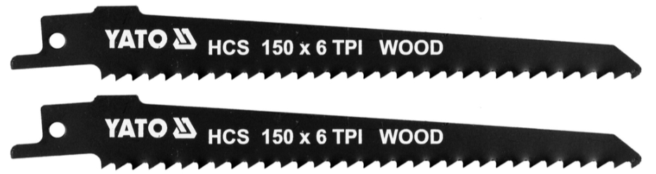 Полотна для сабельной пилы HCS/дерево 150мм 6TPI (2шт) YATO (YT-33922)